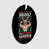 Brodolf Rode Neus Gainzdeer Rendier Kerst Fitness Ornament (voorkant)