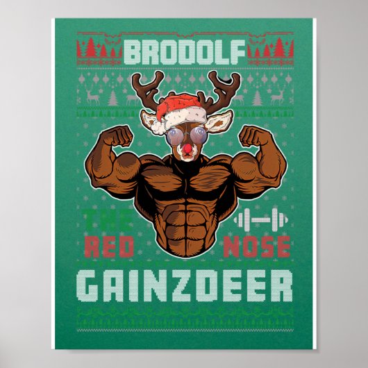 Brodolf The Red Nose Gainzder Gym Ugly Kerstmis Poster (Voorkant)