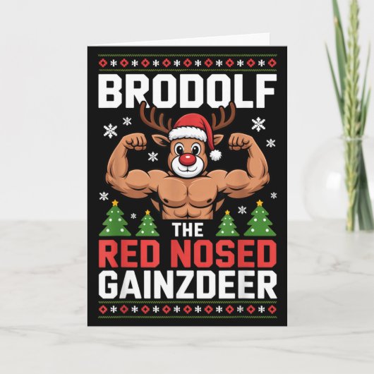Brodolf The Red Nosed Gainzdeer Funny Christmas Gy Kaart (Voorkant)