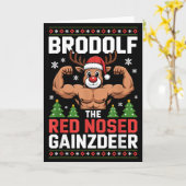 Brodolf The Red Nosed Gainzdeer Funny Christmas Gy Kaart (Gele Bloem)