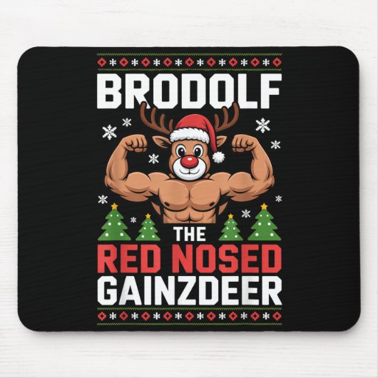 Brodolf The Red Nosed Gainzdeer Funny Christmas Gy Muismat (Voorkant)