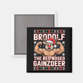 Brodolf The Red Nosed Gainzdeer Funny Xmas Gym Out Magneet (Voorkant / Achterkant)