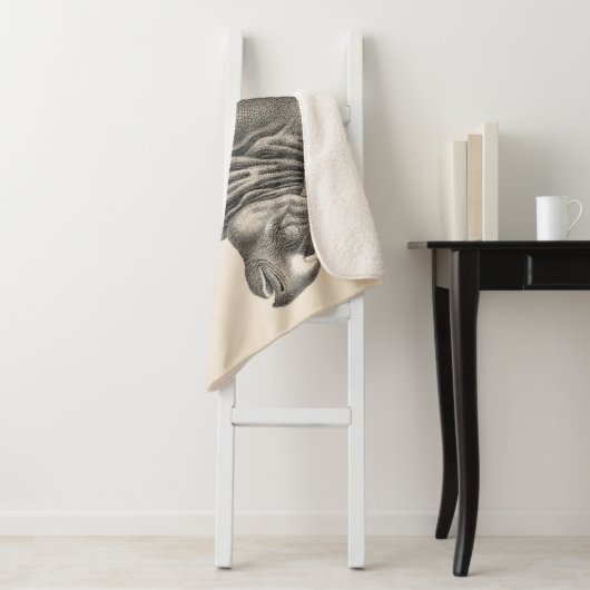 Brodtmann Rhinoceros Sketch Sherpa Deken (In situ)