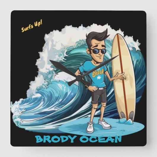 Brody Ocean Wavecrest Vierkante Klok (Voorkant)