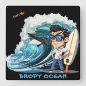 Brody Ocean Wavecrest Vierkante Klok (Voorkant)