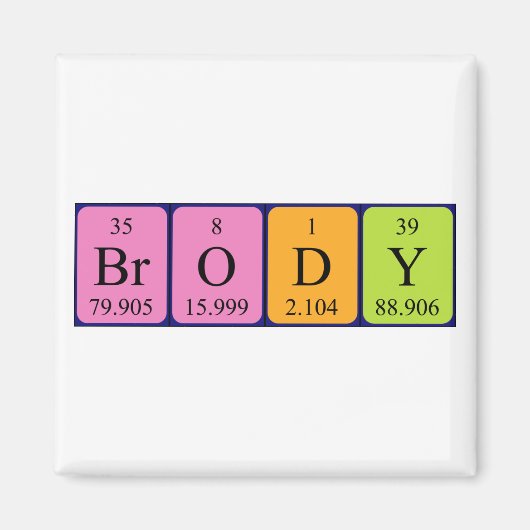Brody periodiek table name magnet (Voorkant)