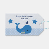 Brody Whale Nautical Baby shower Labels Cadeaulabel (Voorkant (Horizontaal))