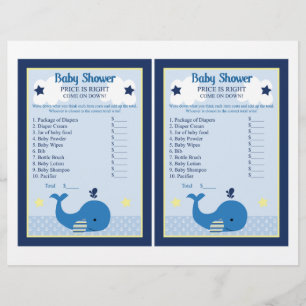 Brody Whale Nautical Price Game Baby shower