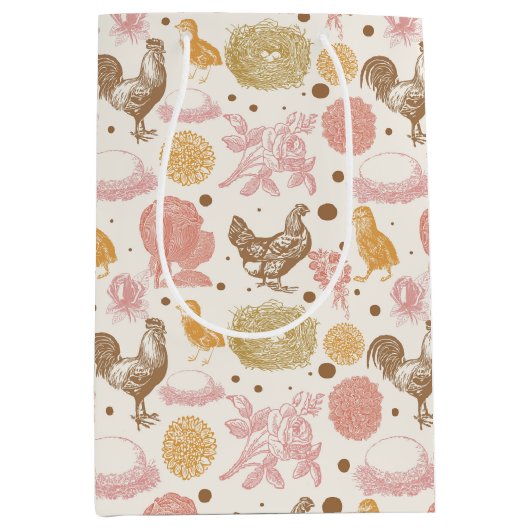 Broeden Binnenkort kip bloemmotief Medium Cadeauzakje (Voorkant)