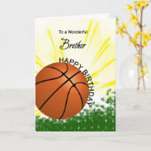 Broeder Basketball Birthday Card Kaart (Gele Bloem)