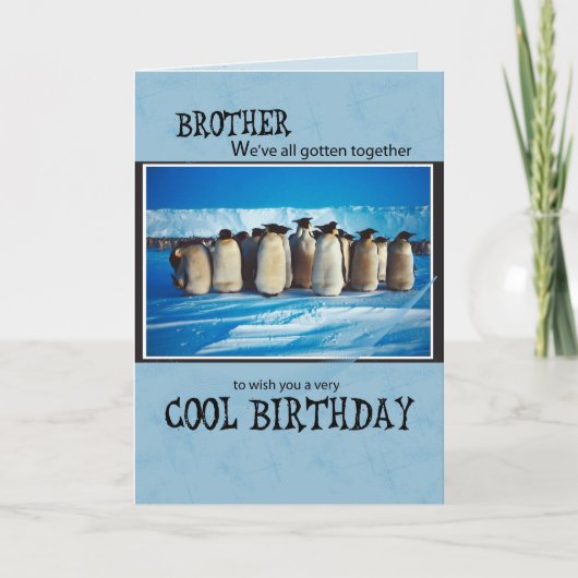 Broeder Birthday, Penguin ons allemaal Kaart (Voorkant)
