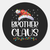 Broeder Claus Kerstmis Verlicht Kerstmis Pajama Ma Ronde Sticker (Voorkant)