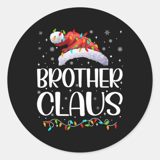 Broeder Claus Kerstmis Verlicht Kerstmis Pajama Ma Ronde Sticker (Voorkant)
