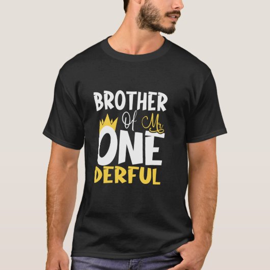 Broeder de heer One Derful Wonderful 1st Birthday  T-shirt (Voorkant)