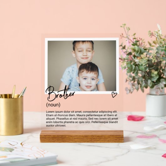 Broeder foto en gepersonaliseerde zelfstandig naam acryl bord (Huwelijk)