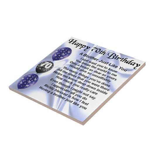 Broeder gedicht 70e verjaardag tegeltje (Zijkant)