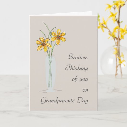 Broeder grootouders Dag Denken aan jou Kaart (Gele Bloem)