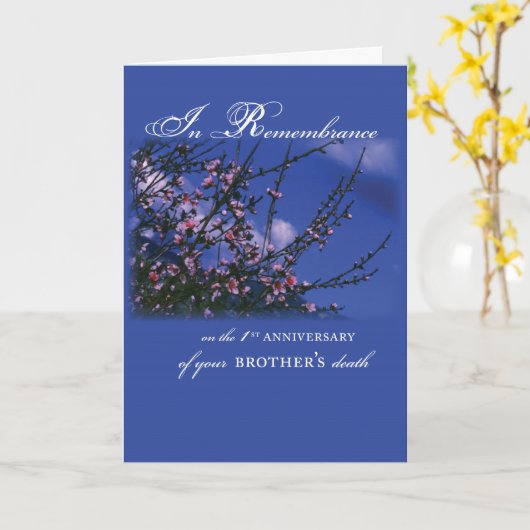 Broeder, Herdenking 1e Jubileum Kaart (Gele Bloem)