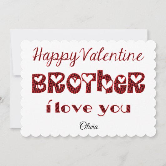 Broeder I love You Cute Cupid Typography Valentijn Feestdagenkaart (Voorkant)