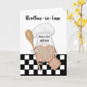 Broeder in de wet Personaliseer Vaderdag Gnome Che Kaart (Gele Bloem)