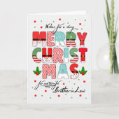 Broeder in de wet Vrolijk Kerstmis versierd Letter Feestdagen Kaart (Voorkant)