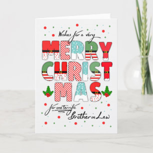 Broeder in de wet Vrolijk Kerstmis versierd Letter Feestdagen Kaart