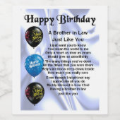 Broeder in Law Gedicht Flessenetiket Gelukkige Ver Wijn Etiket (Enkel label)