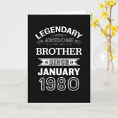 Broeder januari 1980 40th Birthday Gift Kaart (Gele Bloem)