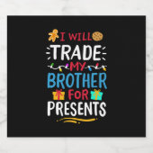 Broeder kerstfeest sparkling wijnetiket (Enkel label)