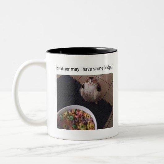 Broeder, mag ik een paar lussen hebben? tweekleurige koffiemok (Links)