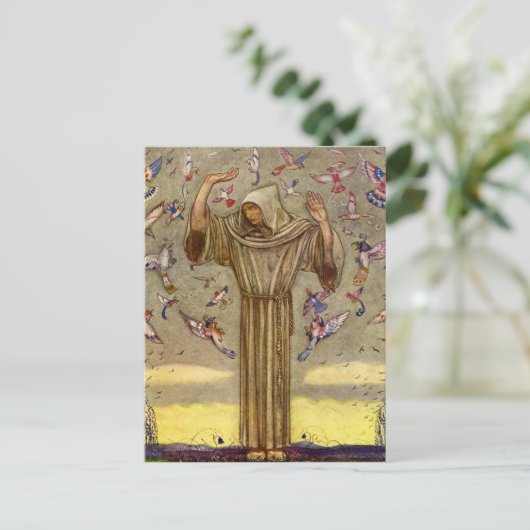 "Broeder Martin en de vogels" van John Bauer Briefkaart (Staand voorkant)