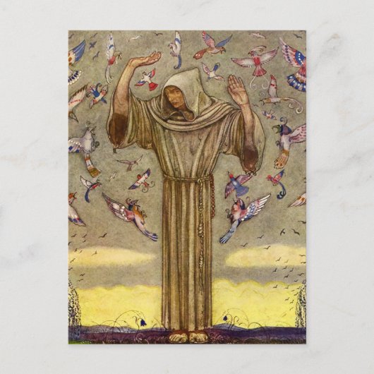 "Broeder Martin en de vogels" van John Bauer Briefkaart (Voorkant)