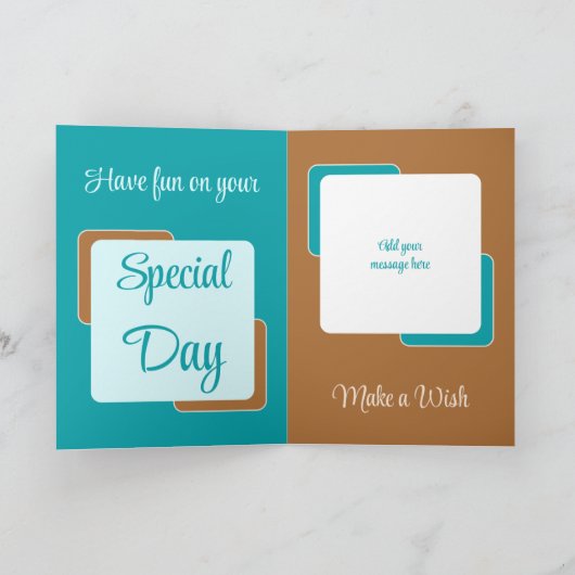 Broeder naam foto turkooizen bruine verjaardag kaart (Binnen)