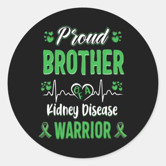 Broeder Nierziekte Warrior Awareness Lint GR Ronde Sticker (Voorkant)