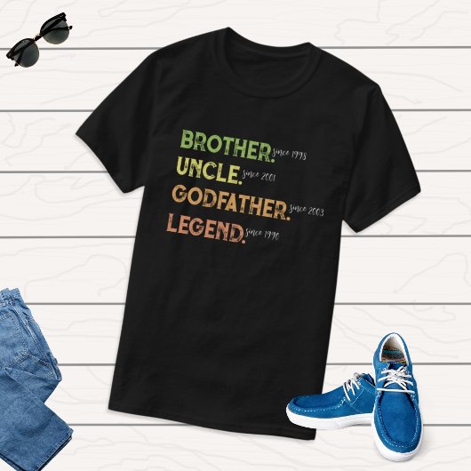 Broeder oom Godfather legend sinds jaar Aangepast  T-shirt