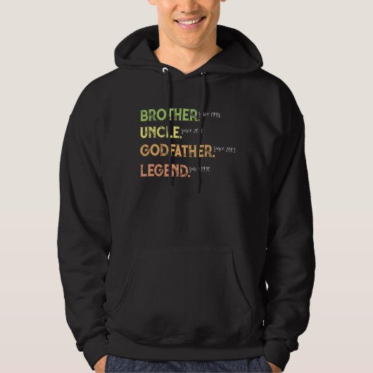 Broeder oom Godfather legend sinds jaar en jaar Hoodie (Voorkant)