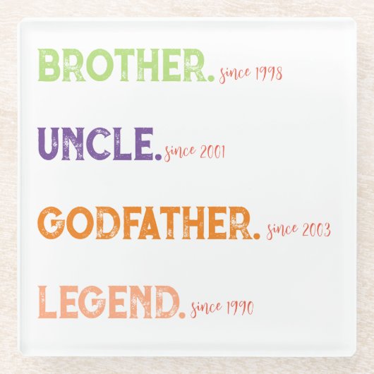 Broeder oom Godfather legend sinds jaar Glazen Onderzetter (Voorkant)