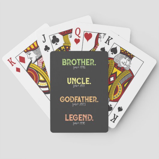 Broeder oom Godfather legend sinds jaar Pokerkaarten (Achterkant)
