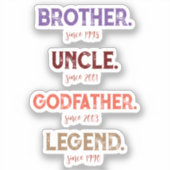 Broeder oom Godfather legend sinds jaar Sticker (Voorkant)