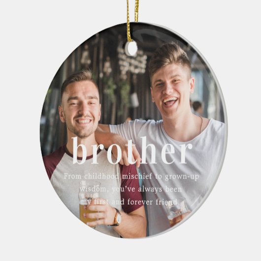 broeder | Sentimentele foto KeepSake Kerstmis Keramisch Ornament (Links)
