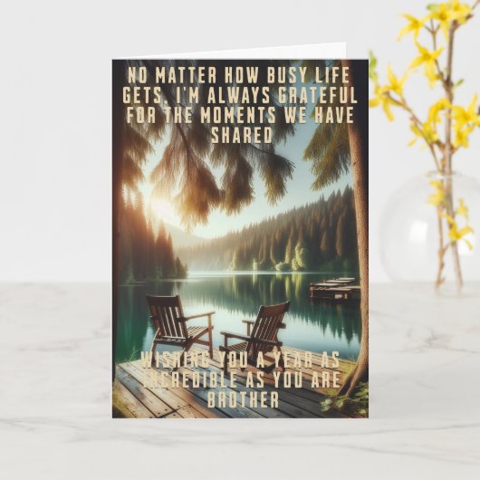 Broeder Verjaardag, 5 x 7 gevouwen kaart (Gele Bloem)