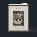 Broeder Verjaardag Boerderij Jongen Humor Kaart<br><div class="desc">Country thema vrolijke verjaardagskaart voor broeder met een sepia afgezwakte foto van een kleine jongen op een tractor met de woorden "Sommige dingen veranderen nooit" op de cover. De tekst van het nummer is: "Once a boerderij boy,  always a boerderij boy!" Foto met dank aan Robyn Everett.</div>