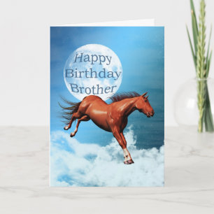 Broeder verjaardagskaart met geestelijk paard kaart