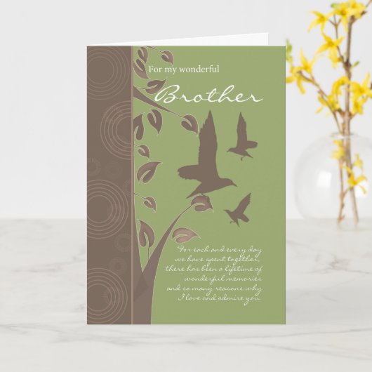 Broeder verjaardagskaart - wenskaart voor kaart (Gele Bloem)