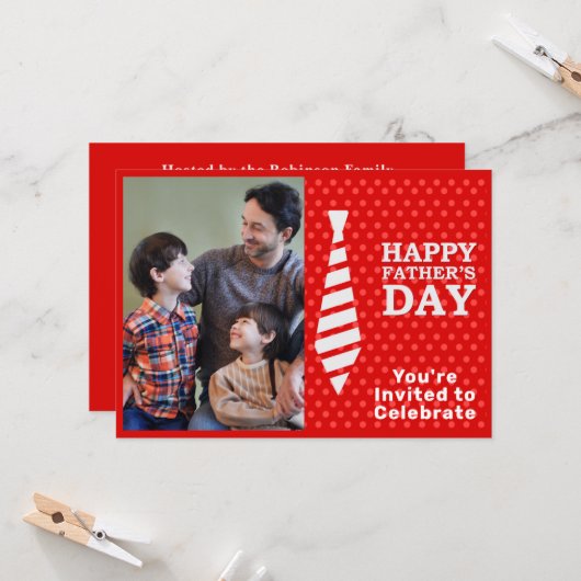 Broederdag Witte Stropdas Rode Stippen Fotopartij Kaart (Voorkant / Achterkant in situ)