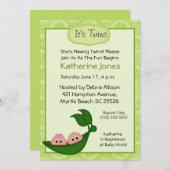 Broederlijke Twins Baby shower Invitation Kaart (Voorkant / Achterkant)