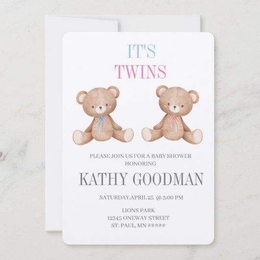 Broederlijke Twins Baby shower Invitation Kaart (Voorkant)