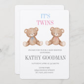 Broederlijke Twins Baby shower Invitation Kaart (Voorkant / Achterkant)