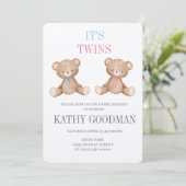 Broederlijke Twins Baby shower Invitation Kaart (Staand voorkant)