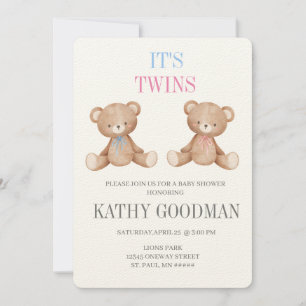 Broederlijke Twins Baby shower Invitation Kaart